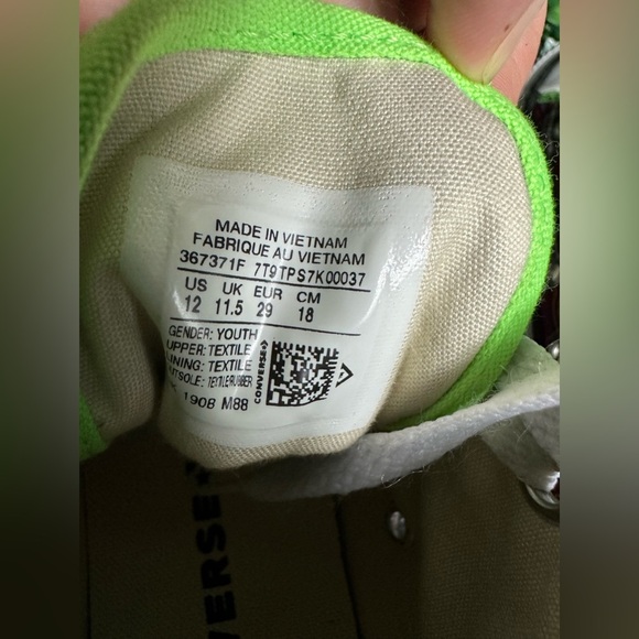 Converse Chuck Taylor All Star Hi Peace On Earth In Plaid Sneakers Size 12 boys - Picture 8 of 9